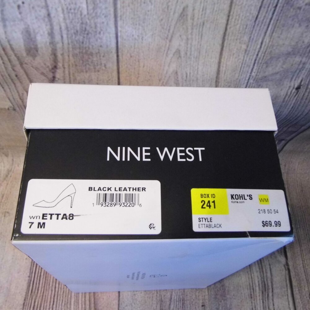 NINE WEST Etta Black Leather Heels Womens Size 7M - Picture 9 of 9